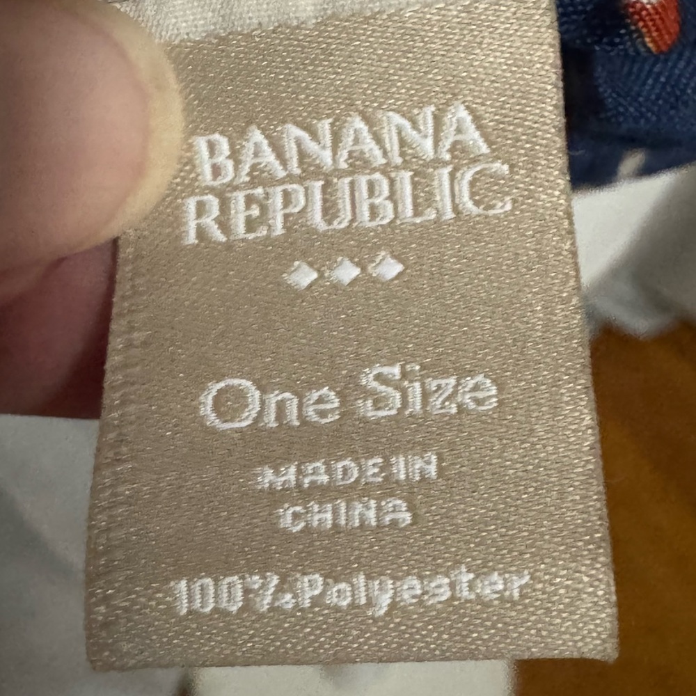 NWT-Banana Republic Scarf-Manray Hotel-Red/Navy-Polyester-Crinkle-Raw Edge - Picture 8 of 13
